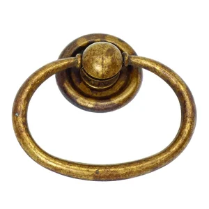 Maniglia arte povera 33×39 ad anello ottone antico c/vite
