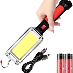 Torcia portatile 700 lumen Cob LED 20 watt . ricaricabile USB  , con gancio e calamita