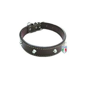 Collare per cane in cuoio foderato e borchie