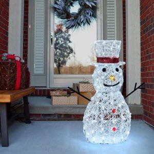 Pupazzo di neve 3D H70cm 160LED BIANCO , telaio metallo verniciato bianco,luce fissa +7 giochi luce 31V trasformatore bassa tensione con timer 8ore . Per uso interno ed esterno