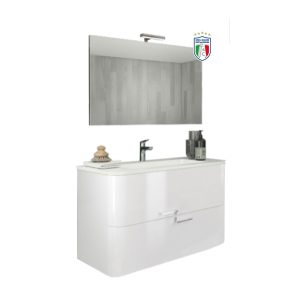 Mobile Arredo bagno GEOS80B Bianco lucido 81x47xh58 cm+specchiera h67