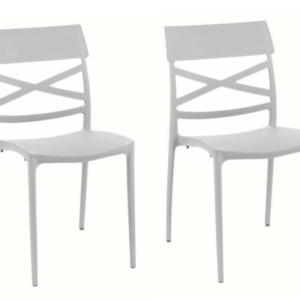 KIT 2 SEDIE POLIPROPILENE CUCINA BAR RISTORANTE SEDIA INTERNO ESTERNO GRIGIO LC