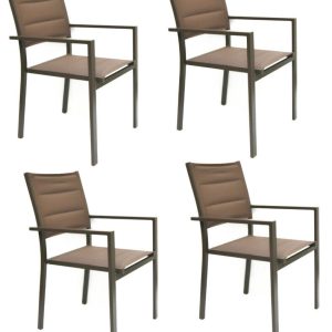KIT 4 SEDIA SEDIE IMPILABILE BAR RISTORANTE INTERNO ESTERNO GIARDINO MARRONE 749