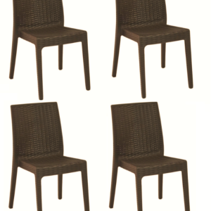 KIT 4 SEDIE SEDIA POLIPROPILENE BAR RISTORANTE INTERNO ESTERNO SIMIL RATTAN SL M