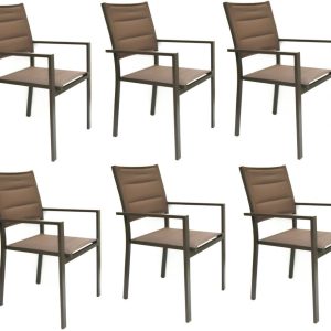 KIT 6 SEDIA SEDIE IMPILABILE BAR RISTORANTE INTERNO ESTERNO GIARDINO MARRONE 749