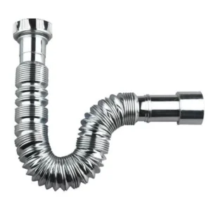 Tubo Sifone Flessibile Estensibile cromato da 11/4″ Uscita 32/40