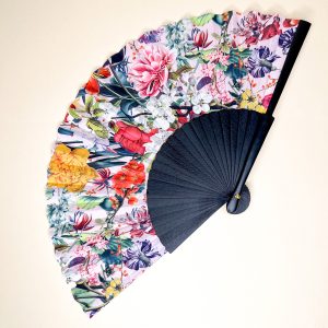 Ventaglio Fantasia Floreale con Custodia Rosa