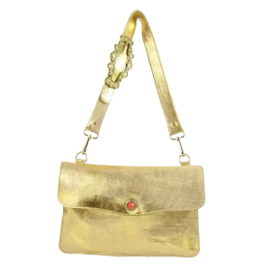 Borsa in pelle laminata Gold