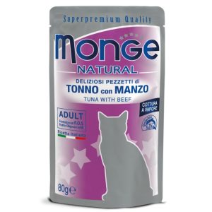 Monge 80g  Pezzetti di Tonno con Manzo – Adult