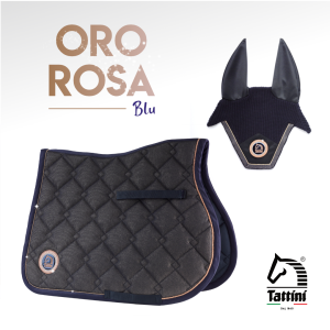 Cuffia e Sottosella Tattini blu laminatura oro rosa