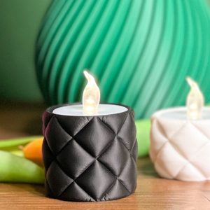 Porta Tea Light Effetto Trapuntato Sr