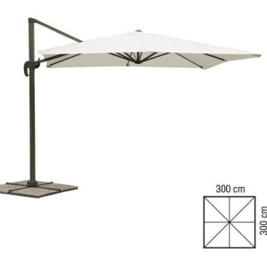 OMBRELLONE A BRACCIO PARASOLE GIARDINO 3×3 mt DECENTRATO GAZEBO BIANCO 715V